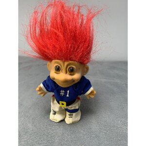 Vintage 1980s Troll Doll with Red Hair & #1 Blue Football Outfit